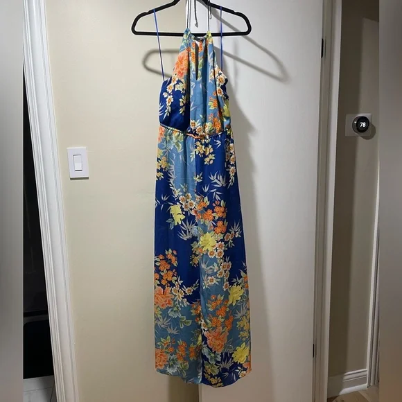 Guess | Dresses | Guess Vibrant Blue And Orange Floral Maxi Dress | Poshmark